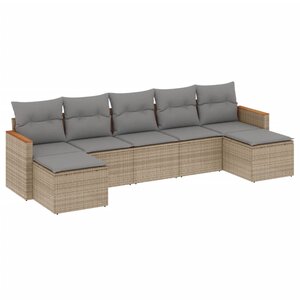 vidaXL Salon de jardin avec coussins 7 Pièces beige résine tressée