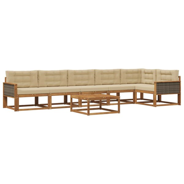 vidaXL Ensemble de canapés d'extérieur 7 Pièces Naturel et Beige