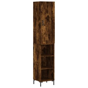 vidaXL Buffet haut Chêne fumé 34 5x34x180 cm Bois d'ingénierie