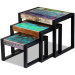 vidaXL Tables gigognes 3 Pièces Bois de récupération massif