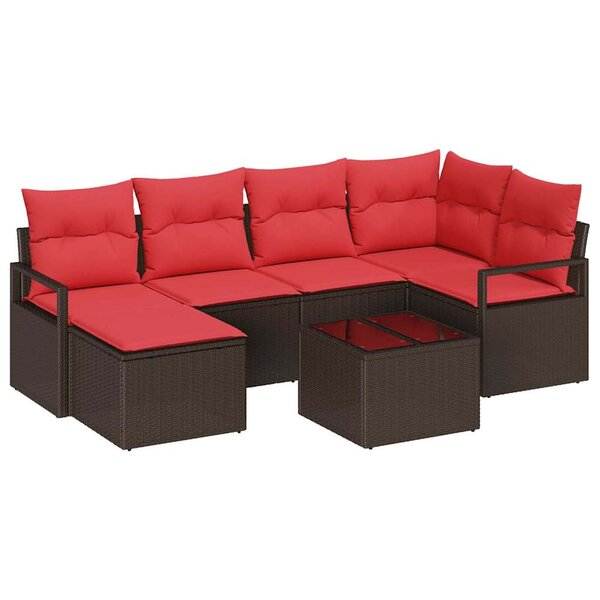 vidaXL Ensemble de Canapés 7 Pièces Marron polyrotin