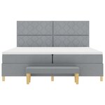 vidaXL Lit box spring avec matelas et banc gris clair 200x200 cm tissu