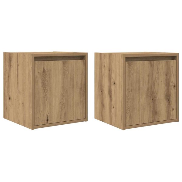 vidaXL Tables de chevet murales 2 Pièces chêne artisanal 38x34x40 cm