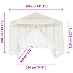 vidaXL Chapiteau hexagonal et 6 parois latérales 3 6x3 1 m Blanc crème