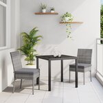 vidaXL Ensemble de salle à manger de jardin 3 pièces gris poly rattan