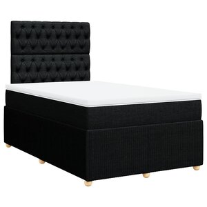 vidaXL Sommier à lattes de lit avec matelas Noir 120x200 cm Tissu