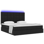 vidaXL Lit de rangement LED avec matelas Noir 160 x 200 cm Tissu