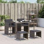 vidaXL Ensemble à manger de jardin 5 Pièces coussins gris résine tressée