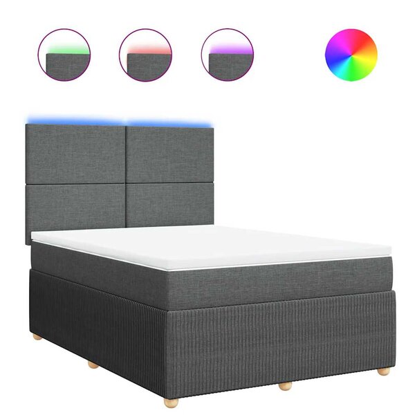 vidaXL Sommier à lattes de lit avec matelas Gris foncé 140x190cm Tissu