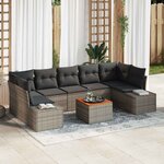 vidaXL Ensemble de canapé de jardin avec coussin 8 Pièces Gris Poly rotin