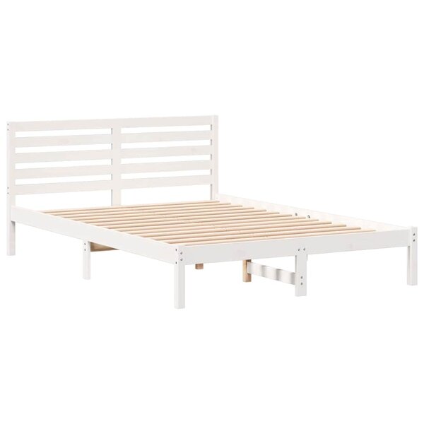 vidaXL Cadre de lit Blanc 140 x 220 cm Bois massif en pin