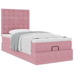 vidaXL Cadre de lit ottoman avec matelas rose 90x200 cm velours