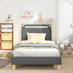 vidaXL Cadre de lit pour enfants avec tête de lit Gris foncé tissu
