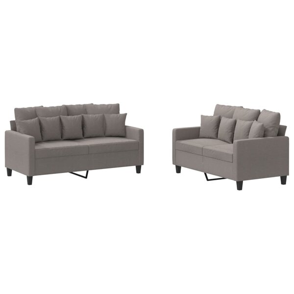 vidaXL Ensemble de canapés 2 Pièces avec coussins Taupe Tissu