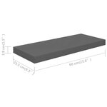 vidaXL Étagère murale flottante 2 Pièces Gris brillant 60x23 5x3 8 cm MDF