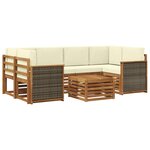 vidaXL Ensemble de canapés d'extérieur 7 Pièces Naturel et Crème
