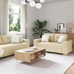 vidaXL Canapé 3 Pièces Crème 221 x 80 x 80 cm Tissu en lin mélangé