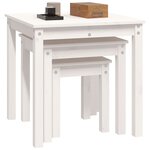 vidaXL Tables gigognes 3 Pièces Blanc Bois de pin massif