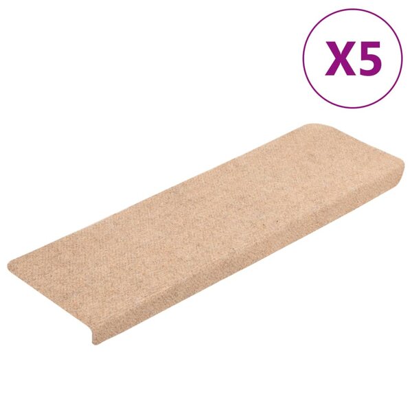 vidaXL Tapis de marches d'escalier 5 Pièces Marron 65x21x4 cm Aiguilleté
