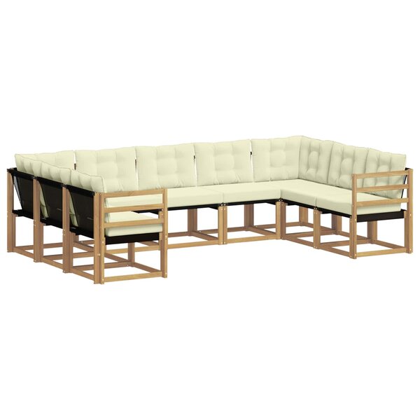 vidaXL Ensemble de canapés d'extérieur 9 pc Blanc et crème