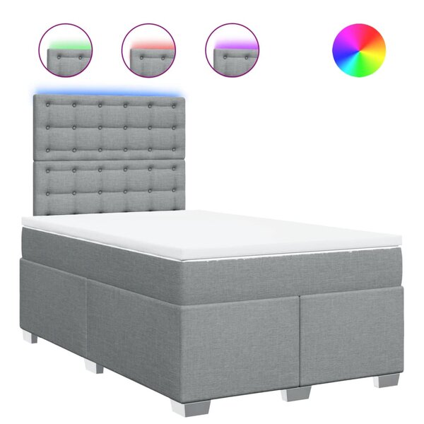 vidaXL Sommier à lattes de lit avec matelas Gris clair 120x200cm Tissu
