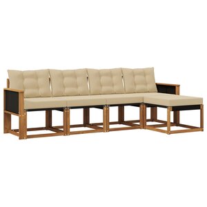 vidaXL Ensemble de canapés d'extérieur 5 Pièces Naturel et Beige