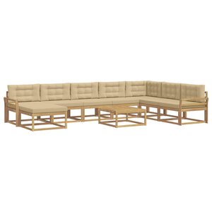 vidaXL Ensemble de canapés d'extérieur 9 pc Blanc et Beige