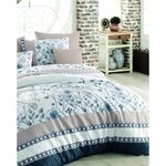 Parure de lit - housse de couette 220 x 240 + 2 taies d'oreiller 60 x 60 coton renforcé - Bleu