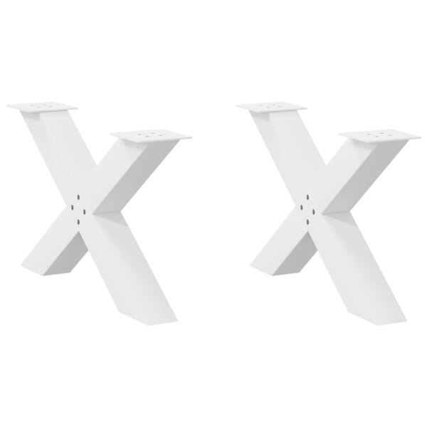 vidaXL Pieds de table basse en forme de X  2 pièces  blanc  70 x (42-43) cm  acier