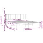 vidaXL Cadre de lit métal sans matelas et tête de lit blanc 200x200 cm