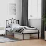 vidaXL Cadre de lit métal avec tête de lit noir 90x200 cm
