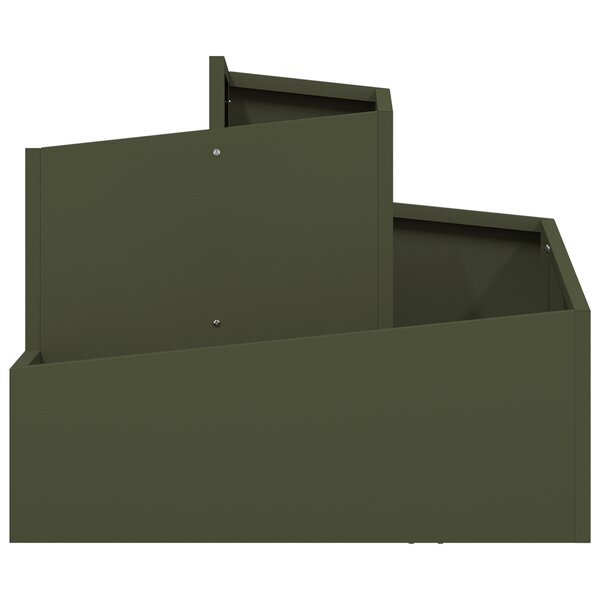 vidaXL Cache-pot en métal Vert olive Métal Moyen Empilable