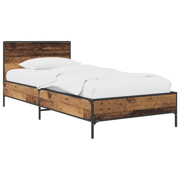 vidaXL Cadre de lit avec tête de lit Bois ancien 80 x 200 cm