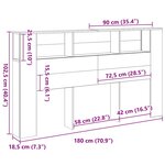vidaXL Cabinet de Tête de Lit Chêne noir 180 x 18.5 x 102.5 cm