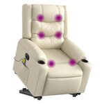 vidaXL Fauteuil inclinable de massage électrique crème similicuir