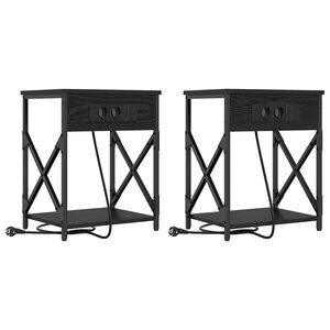 vidaXL Cabinet de chevet 2 Pièces Chêne noir 41 x 31 x 51 cm