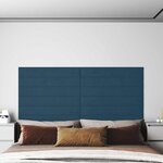 vidaXL Tête de lit murale 12 Pièces Bleu Velours