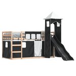 vidaXL Lit superposé sans matelas avec toboggan blanc noir 80x200 cm