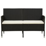 vidaXL Canapé de jardin 3 places avec coussin Noir Résine tressée