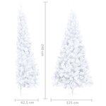 vidaXL Demi-arbre de Noël artificiel pré-éclairé et boules blanc 240cm