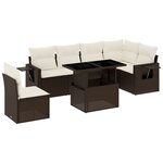 vidaXL Salon de jardin avec coussins 7 Pièces marron résine tressée