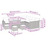 Ensemble de canapé de jardin VidaXL 13 pièces avec coussins Beige Poly Rattan Acacia
