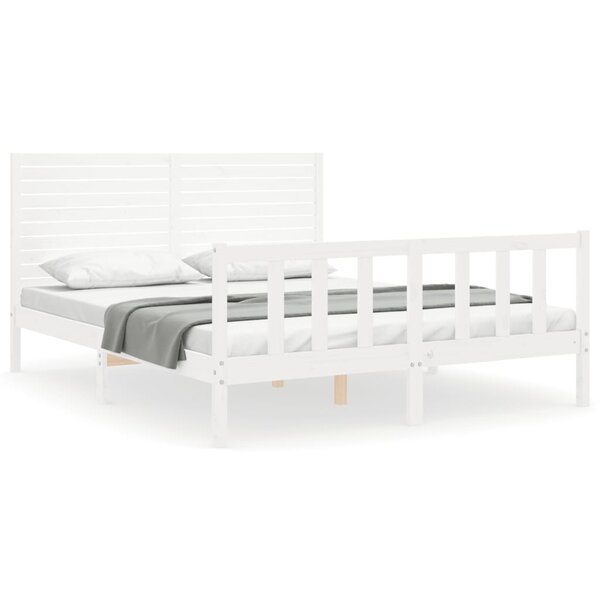 vidaXL Cadre de lit sans matelas blanc 160x200 cm bois de pin massif