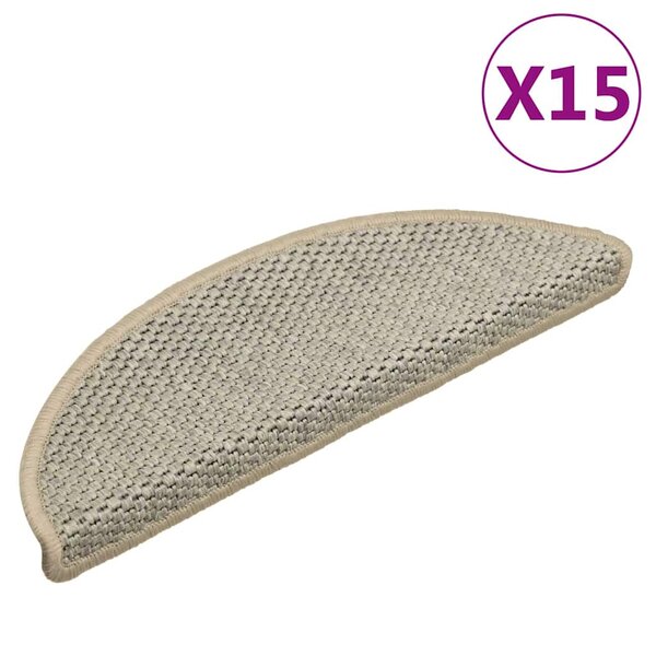 vidaXL Tapis d'escalier autocollants aspect sisal 15 Pièces 56x17x3 cm