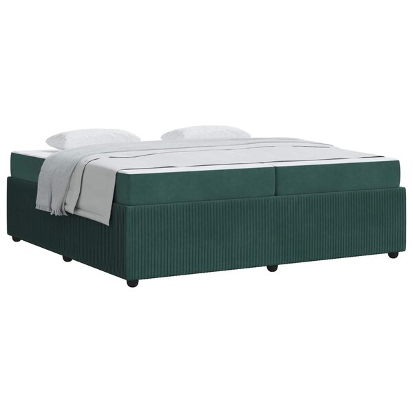 vidaXL Cadre de lit avec matelas Vert foncé 200 x 200 cm tissu
