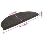 vidaXL Tapis d'escalier autocollants 10 pièces 65 x 21 x 4 cm Anthracite Demi-rond Grand