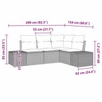 vidaXL Canapé de jardin 4 pièces avec coussins - Noir en poly rattan