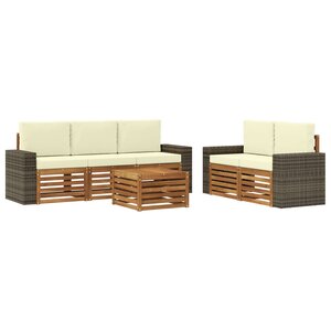 vidaXL Ensemble de canapés d'extérieur 6 pc Naturel et Crème