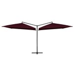 vidaXL Parasol double avec mât en acier 250 x 250 cm Rouge bordeaux