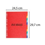 Intercalaires Carte 220g 12 Positions - A4 Maxi - Couleurs Assorties - X 25 - Exacompta